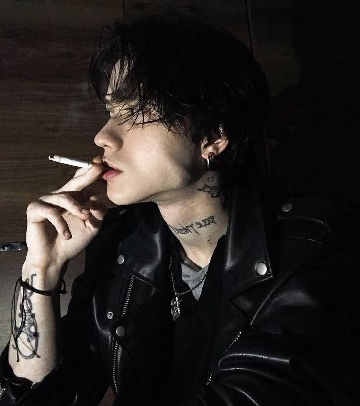 Black leather motorcycle smoke — 57