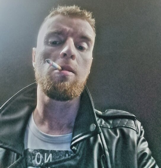 Black leather motorcycle smoke — 49