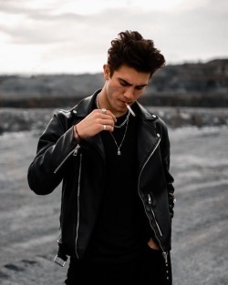 Black leather motorcycle smoke — 47