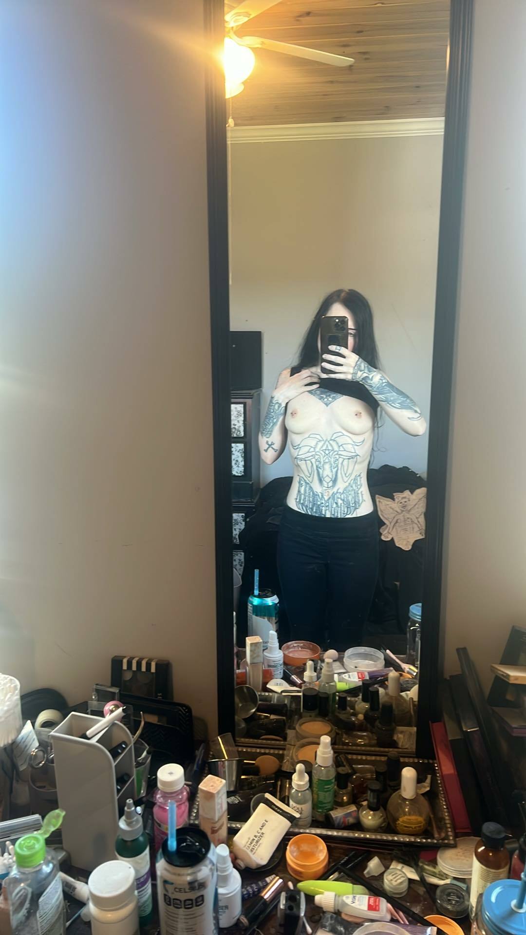 Slutty tattooed emo girl stripping — 22