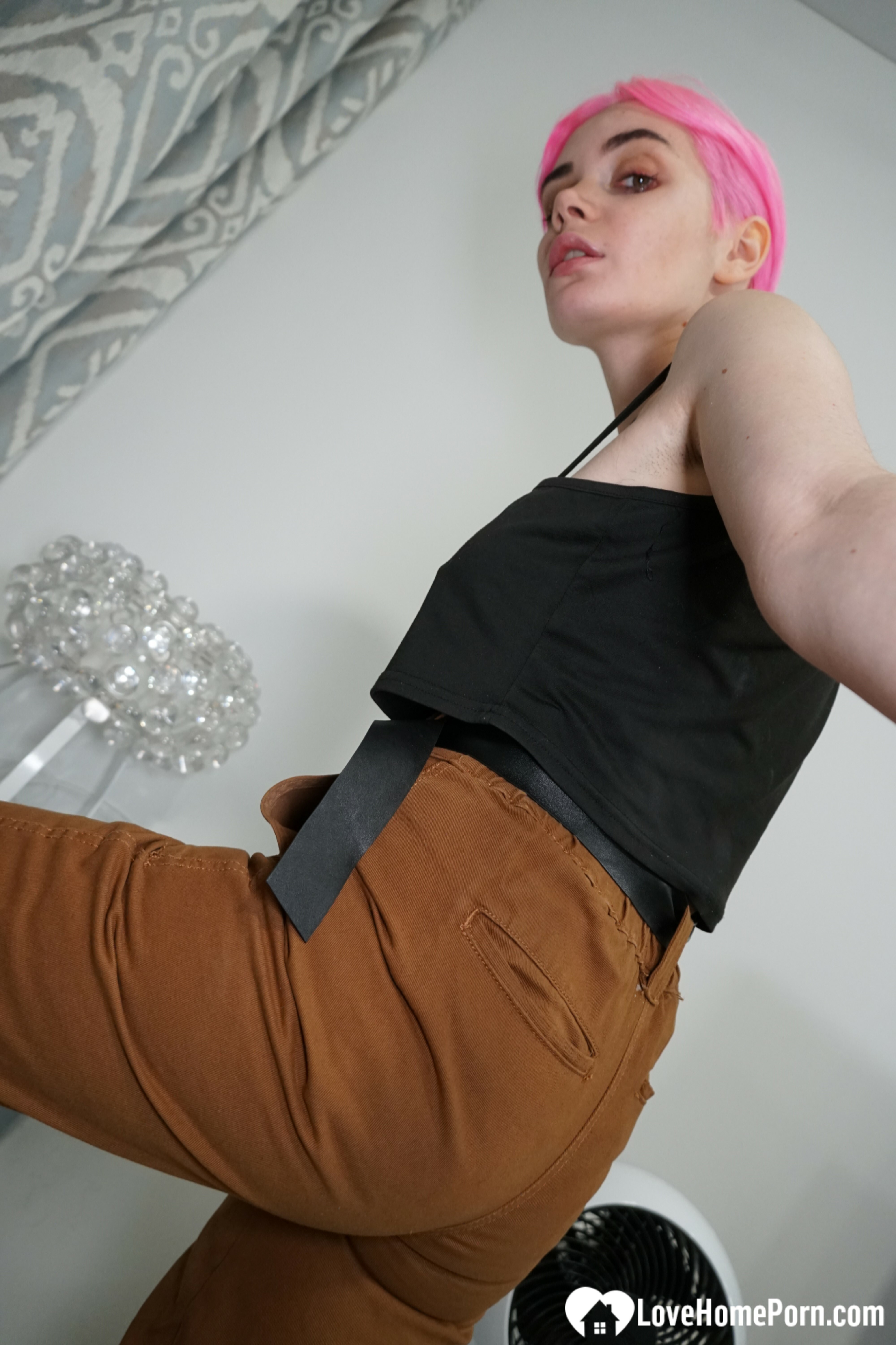 Pink-haired pixie cut and hot POV nudes — 6